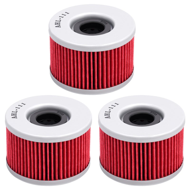 AHL 111 Oil Filter 15412-413-000 15412-413-005 15412-KEA-003 15412-KK9-911 154A1-413-000 154A1-MA6-000 Compatible with Honda TRX680FA Rincon 680 2006-2016 (Pack of 3) - Image 1
